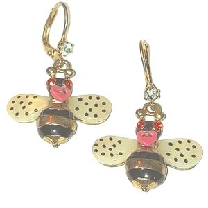 Feel like a Bridgerton in these 3-D Bee Earrings in Gold & Black with Diamantes